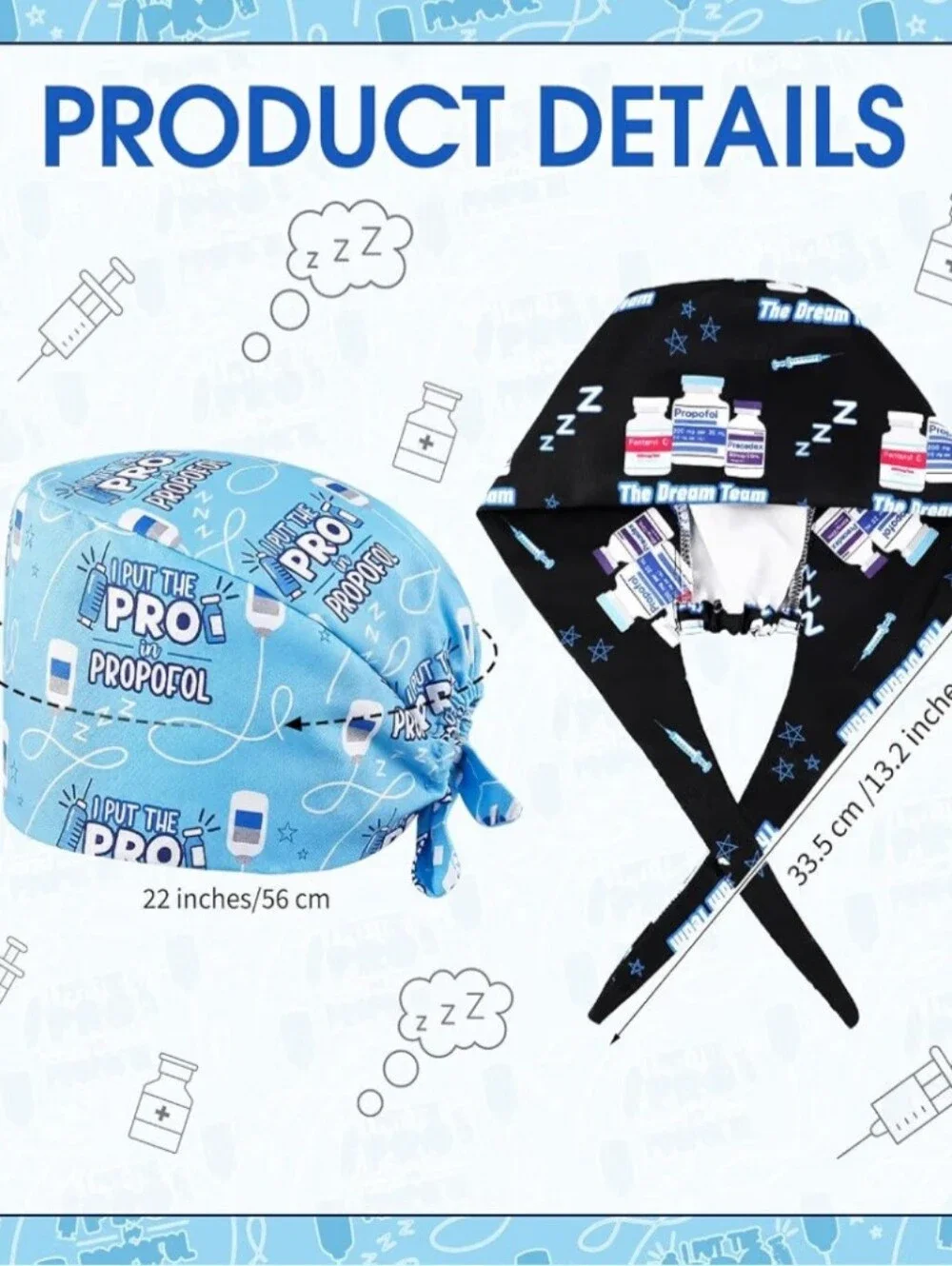 4 Pk Surgical Scrub Caps